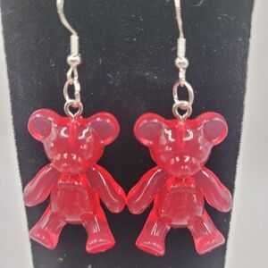 Red Bear Shaped Earrings
